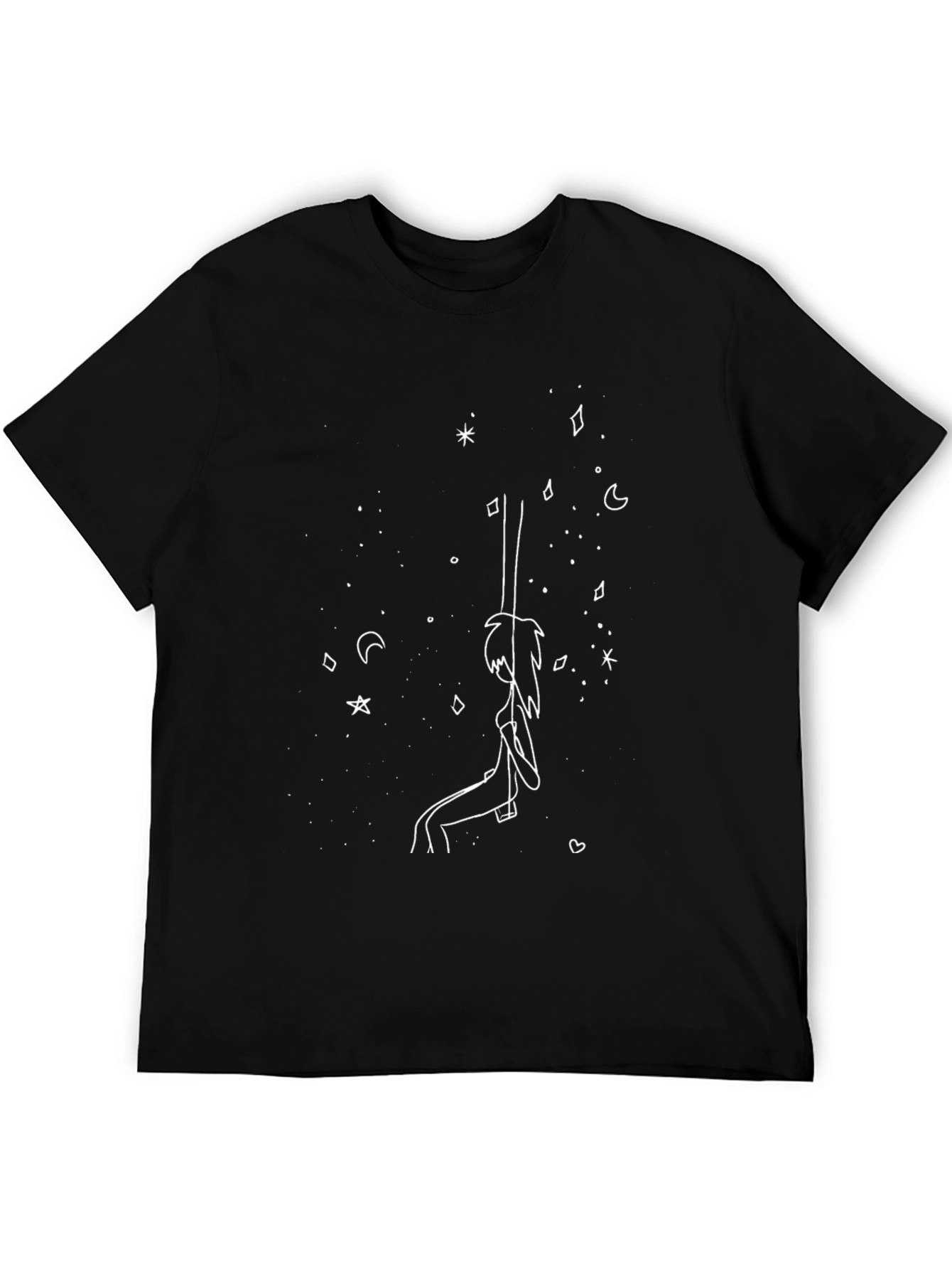 Celestial Swing Graphic Tee - Black Cotton Comfort