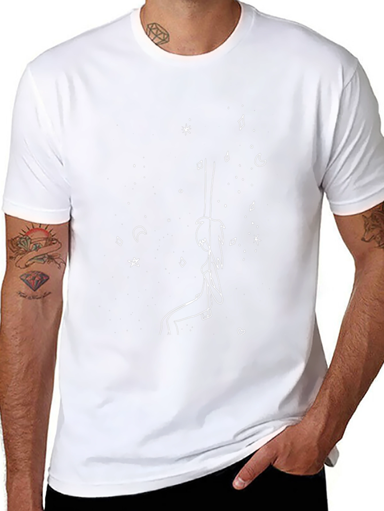 Celestial Swing Graphic Tee - Black Cotton Comfort