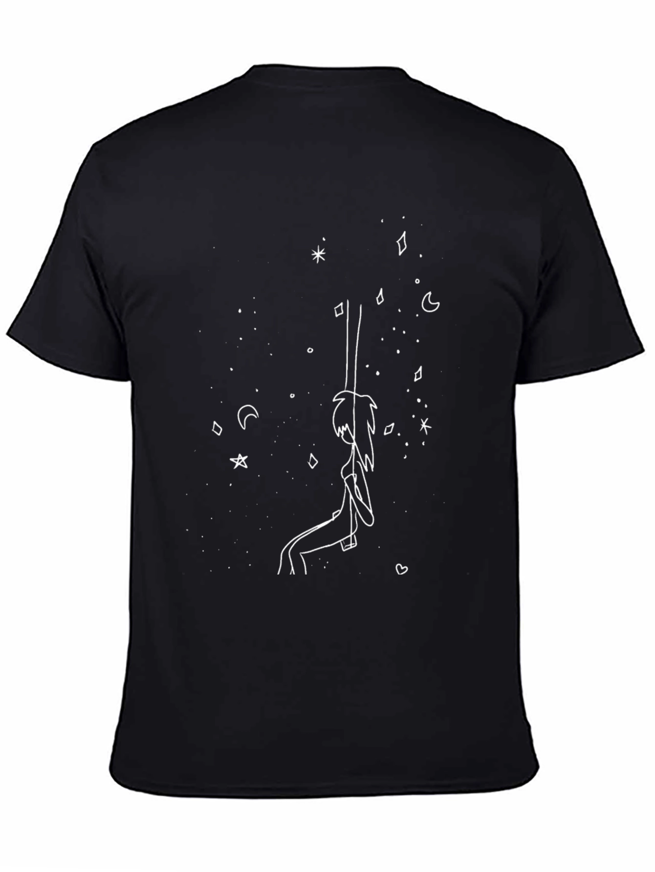 Celestial Swing Graphic Tee - Black Cotton Comfort