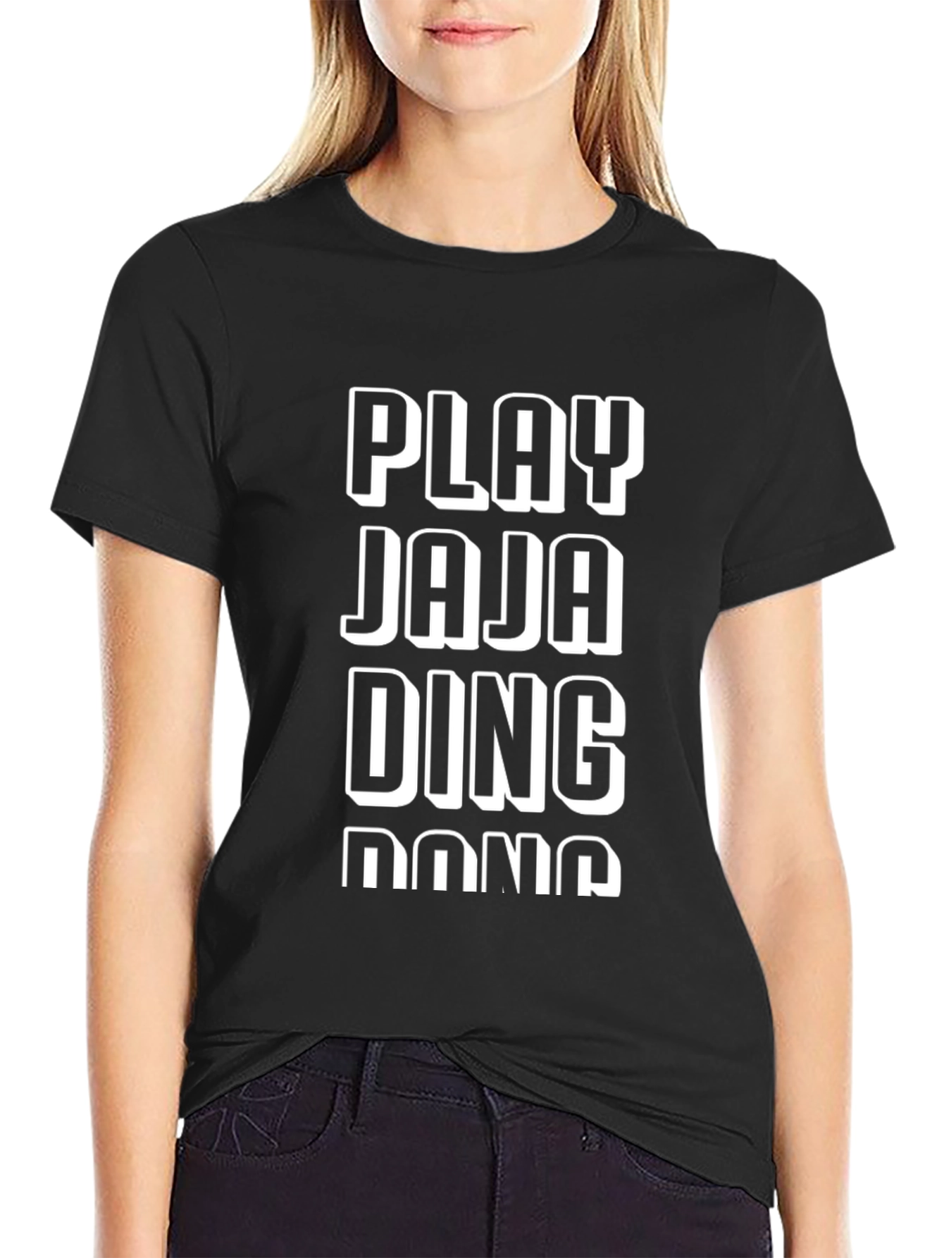 Play Jaja Ding Dong Black Graphic T-Shirt
