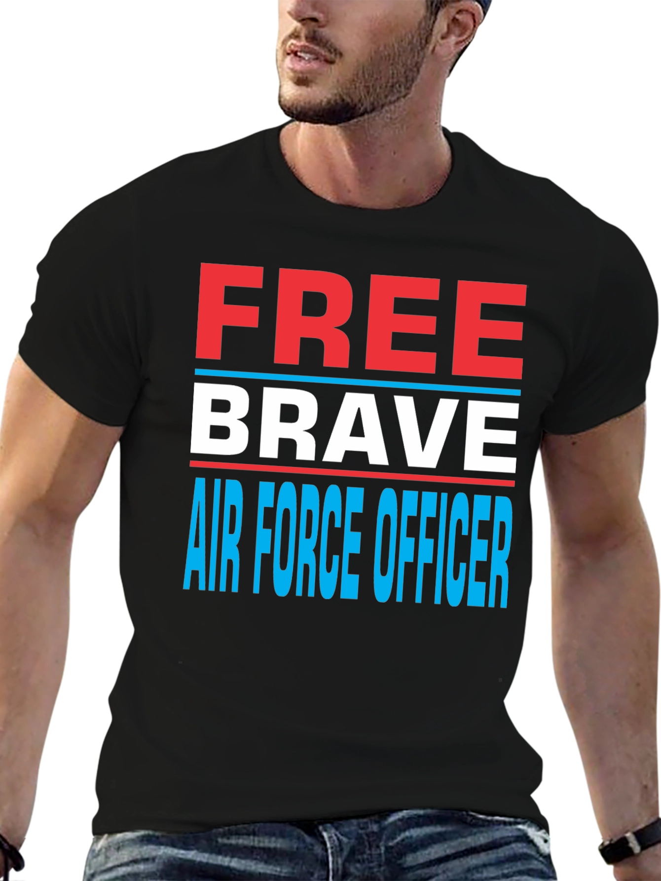 Free Brave Air Force Officer Graphic T-Shirt
