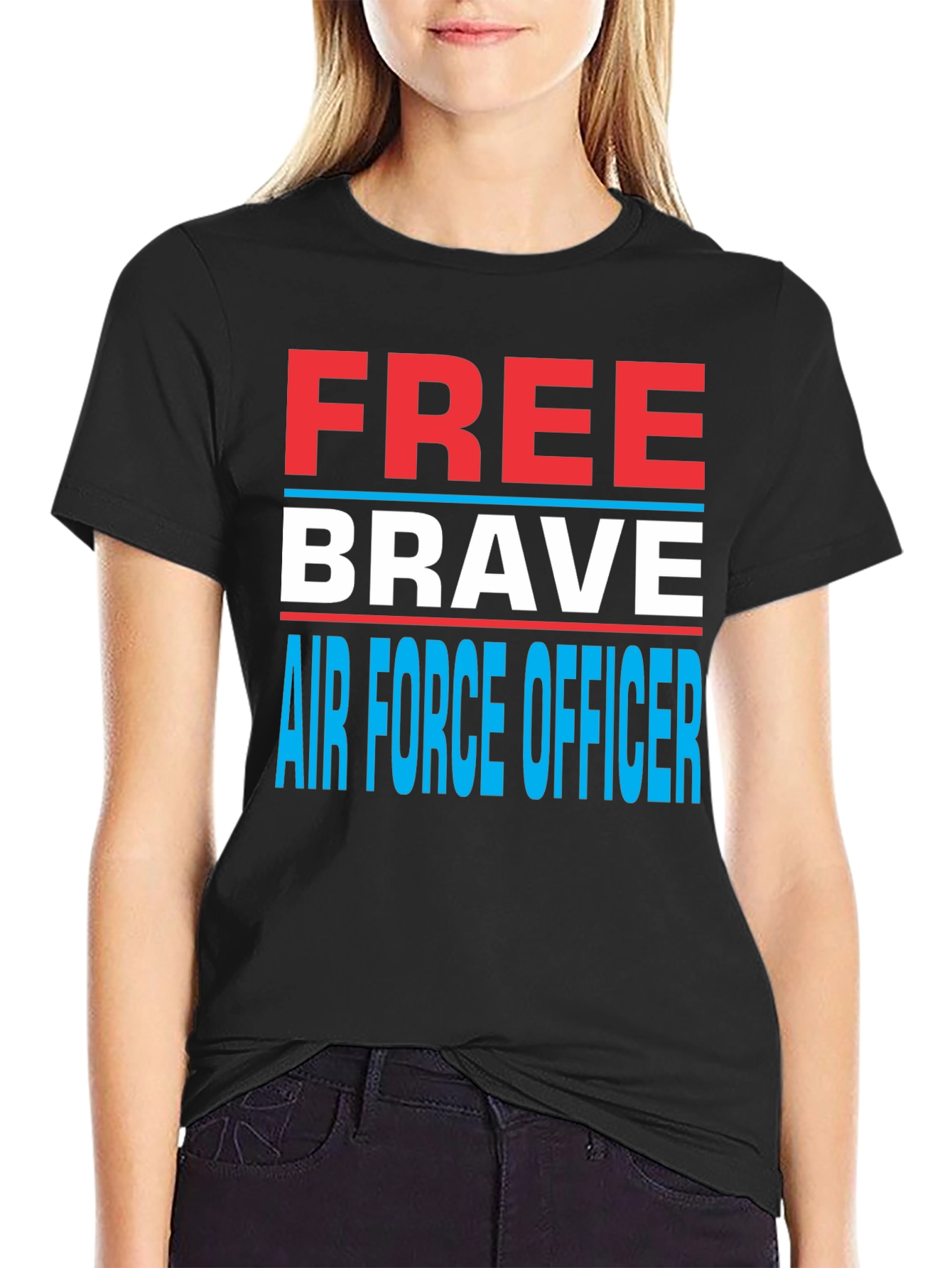 Free Brave Air Force Officer Graphic T-Shirt