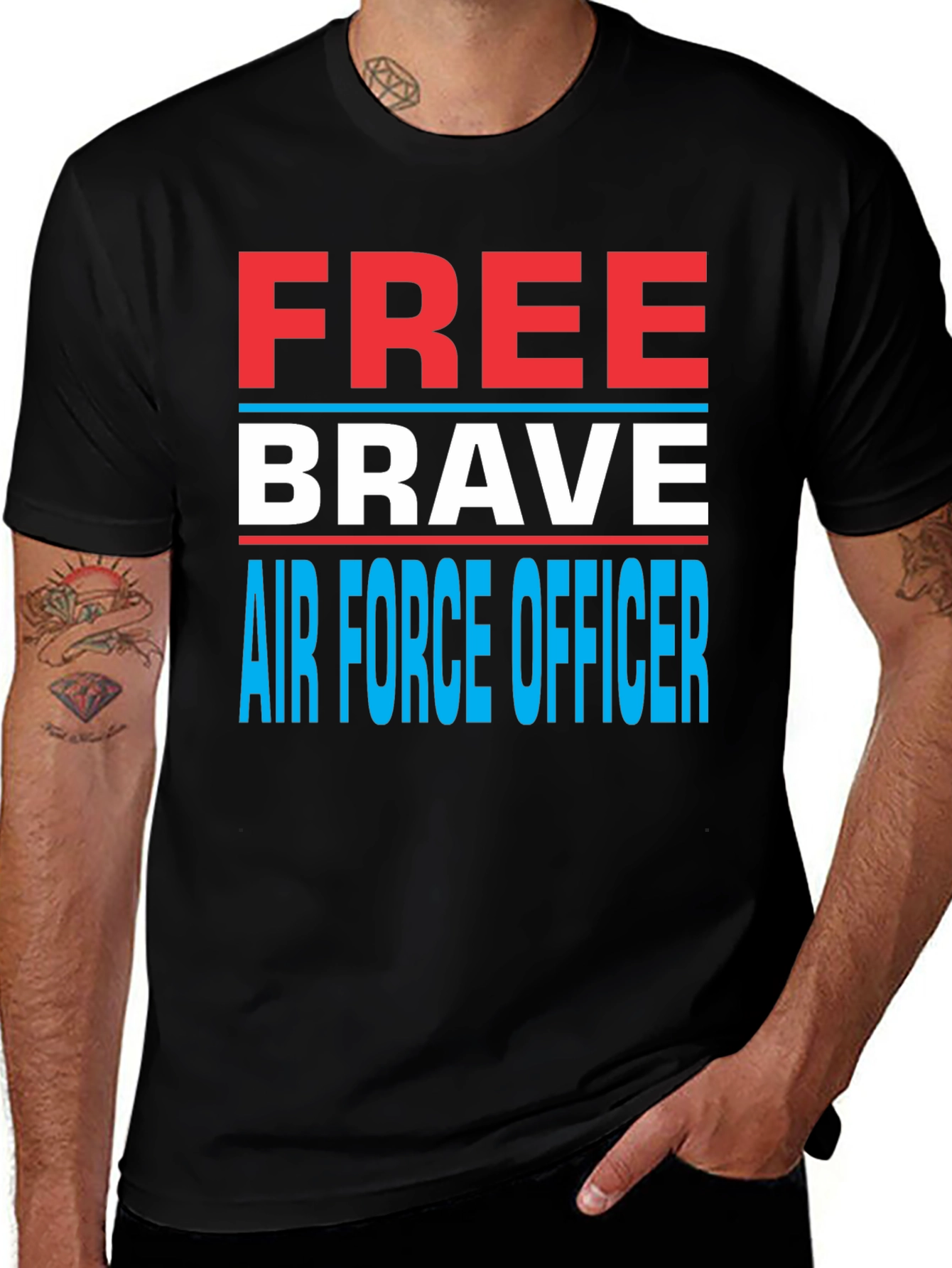 Free Brave Air Force Officer Graphic T-Shirt