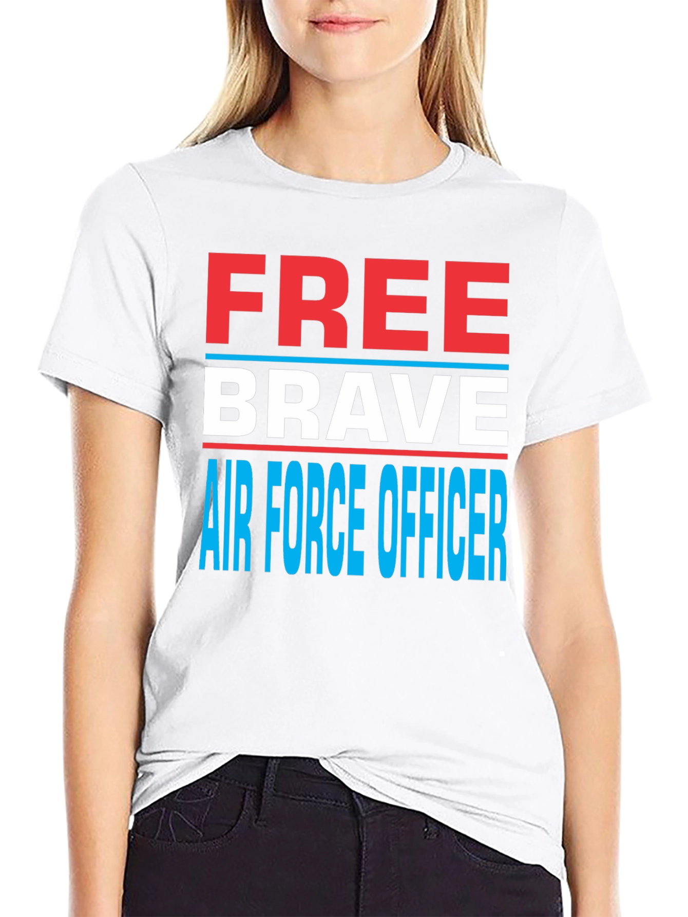 Free Brave Air Force Officer Graphic T-Shirt