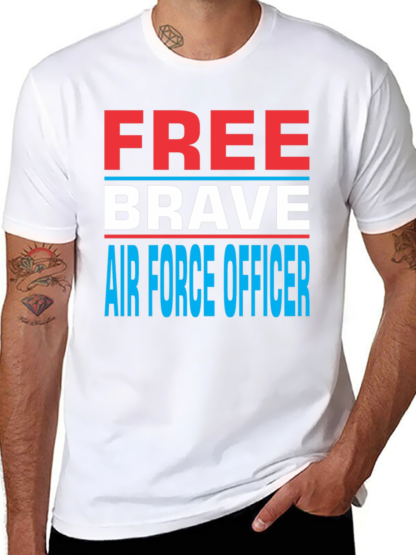 Free Brave Air Force Officer Graphic T-Shirt
