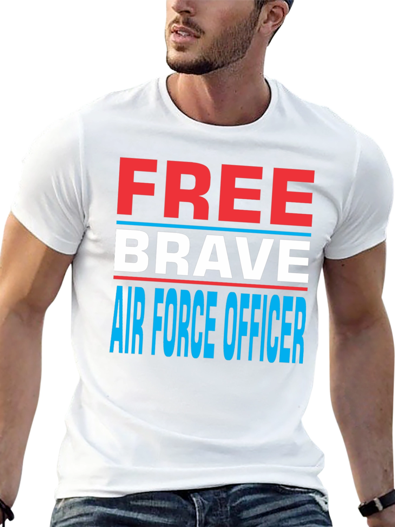 Free Brave Air Force Officer Graphic T-Shirt