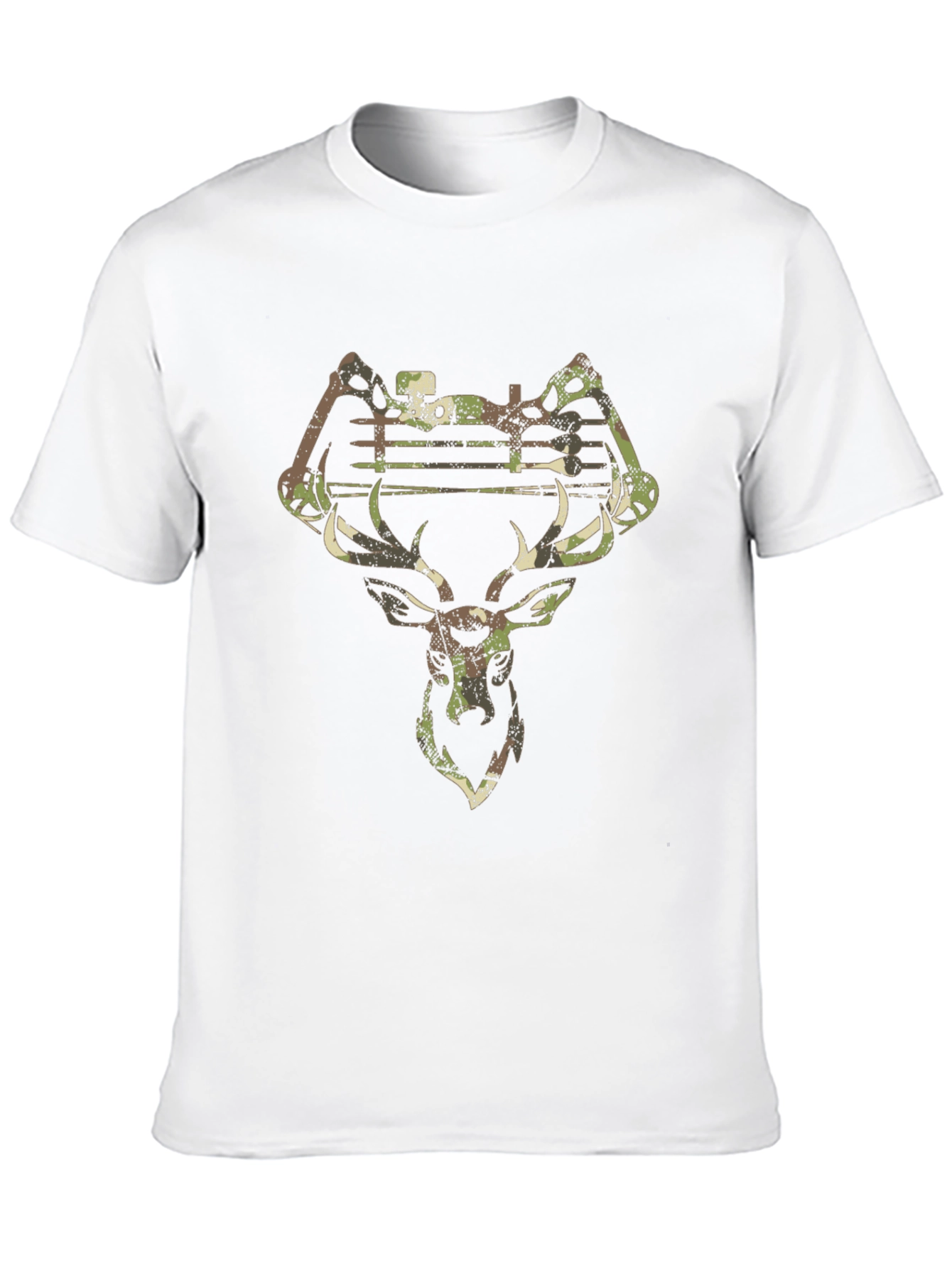 Camo Deer Hunting Bow Black T-Shirt