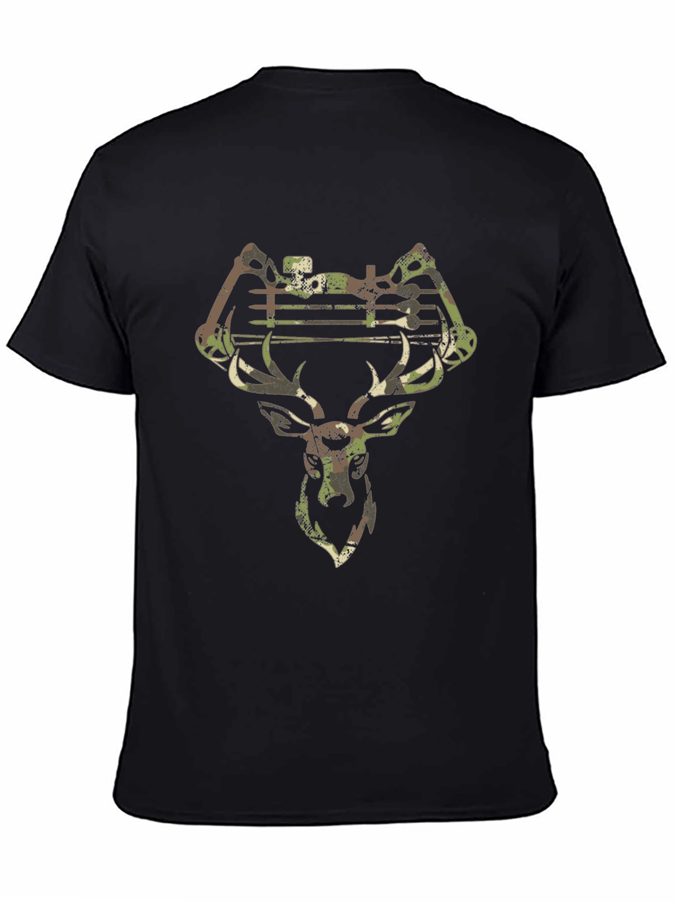 Camo Deer Hunting Bow Black T-Shirt