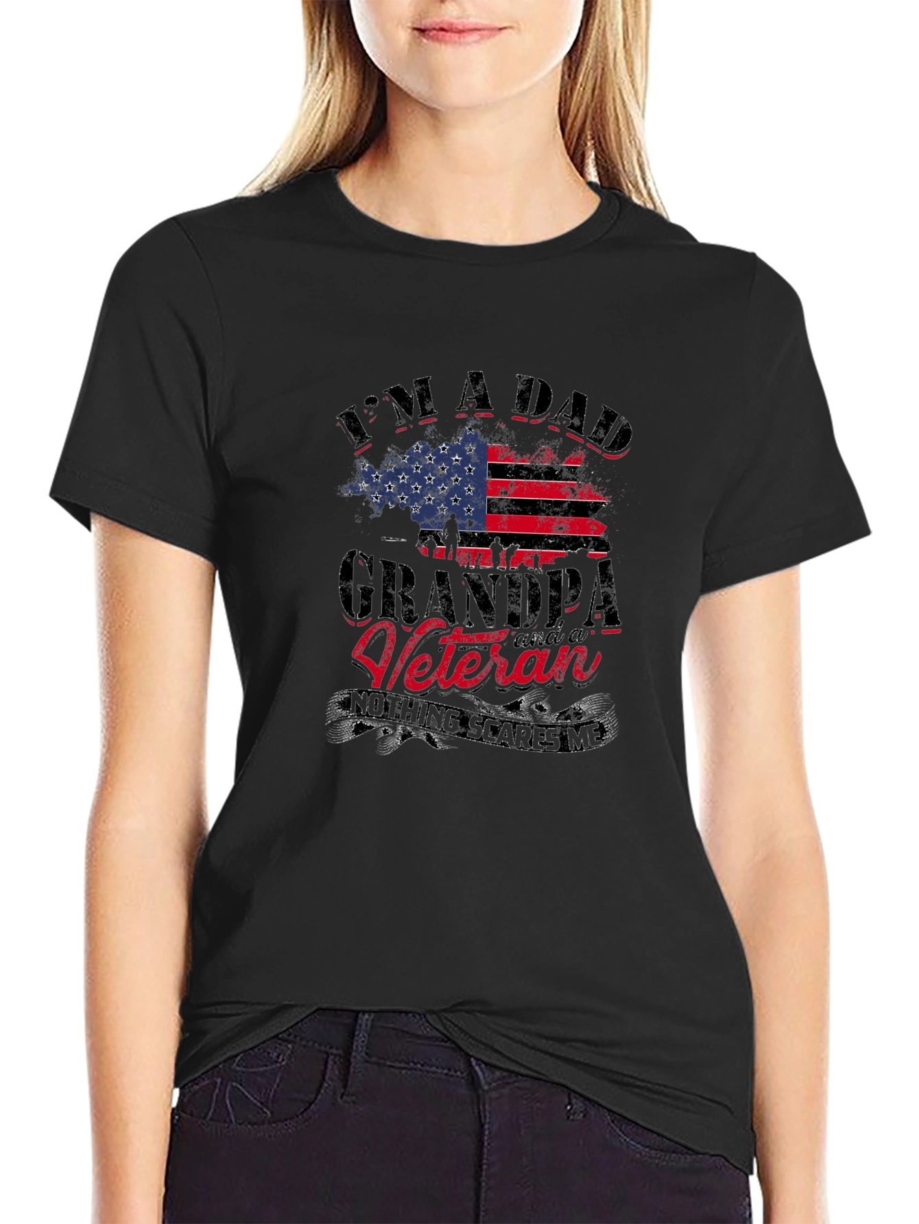 Dad Grandpa Veteran USA Flag T-Shirt
