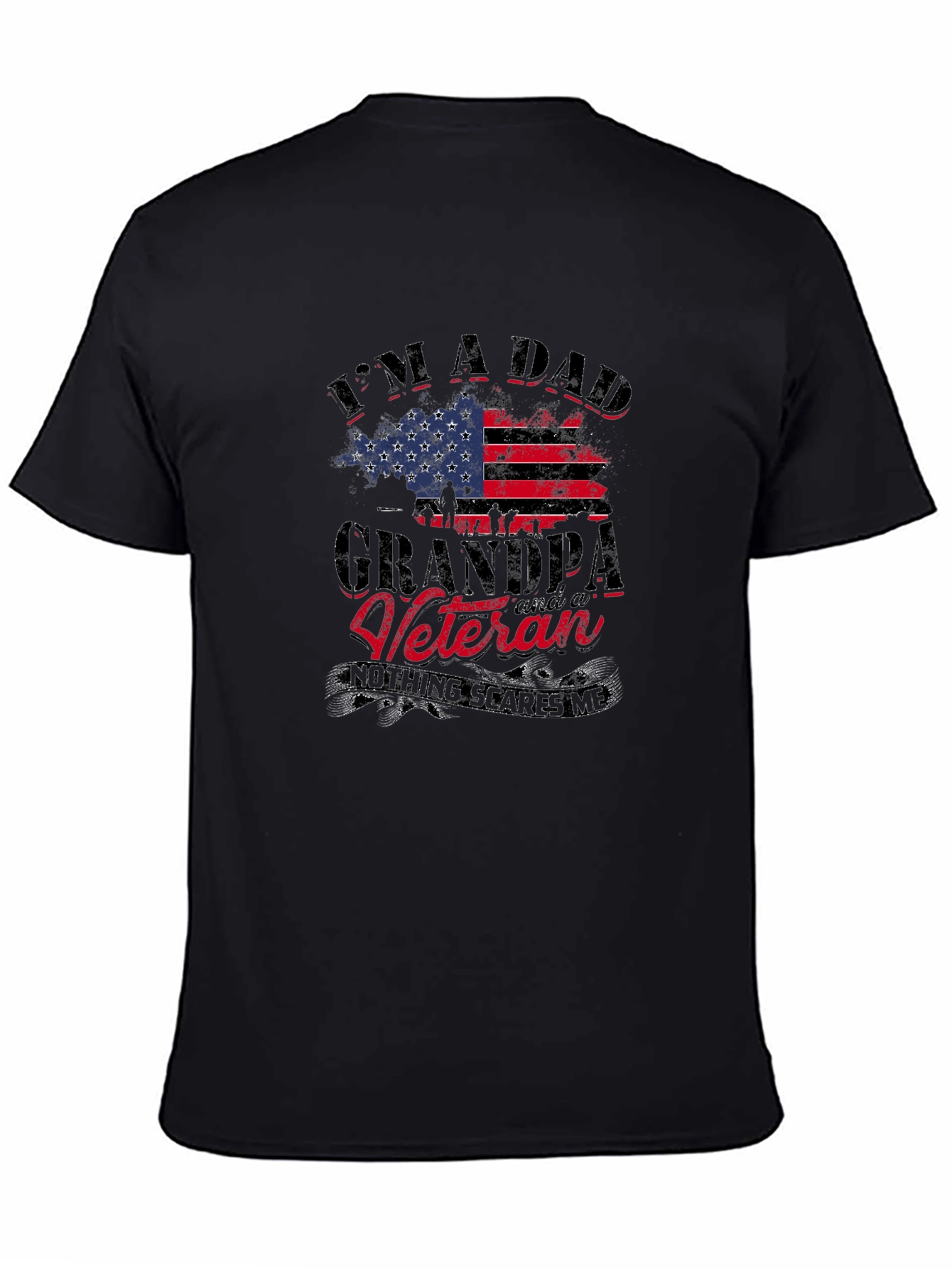 Dad Grandpa Veteran USA Flag T-Shirt