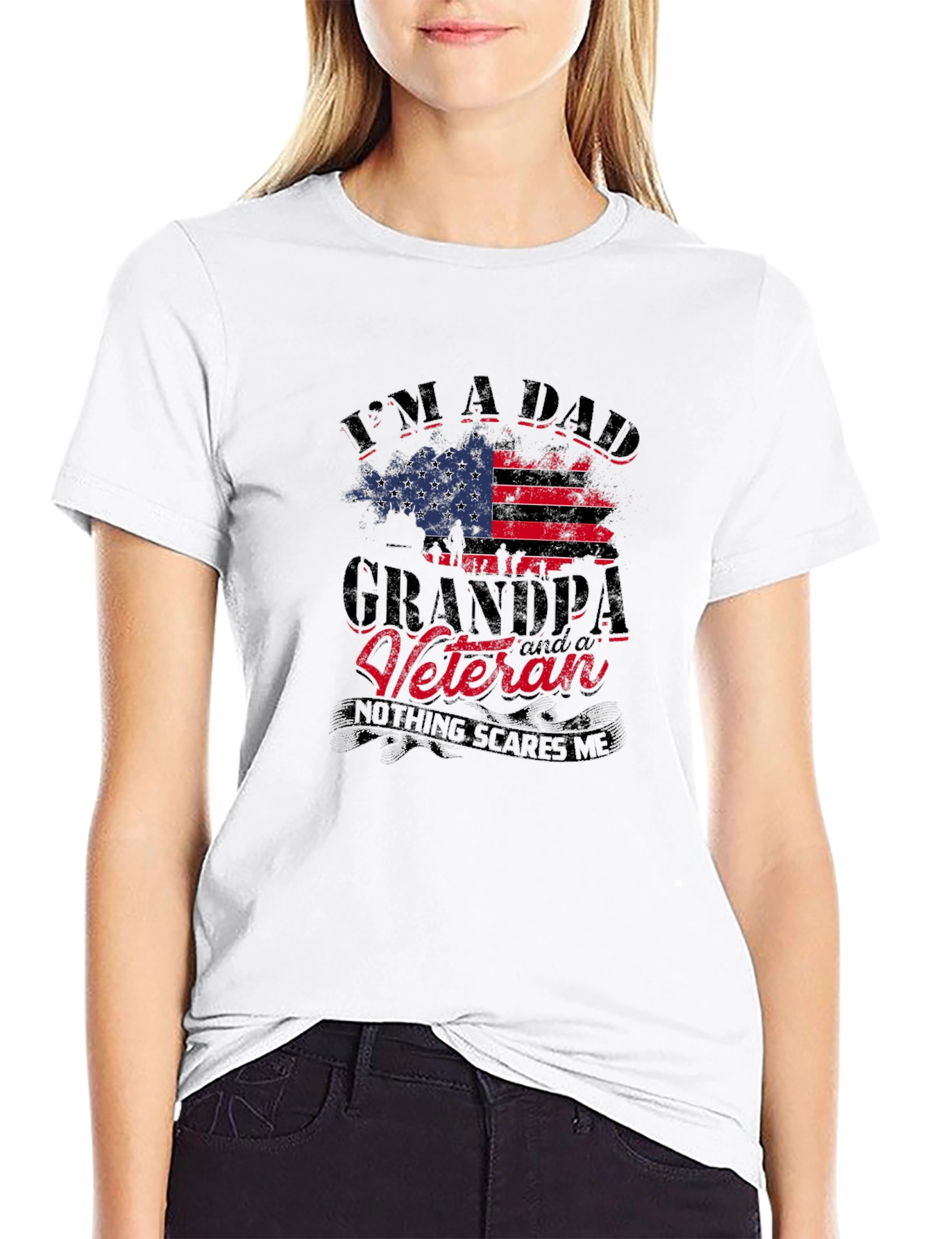 Dad Grandpa Veteran USA Flag T-Shirt