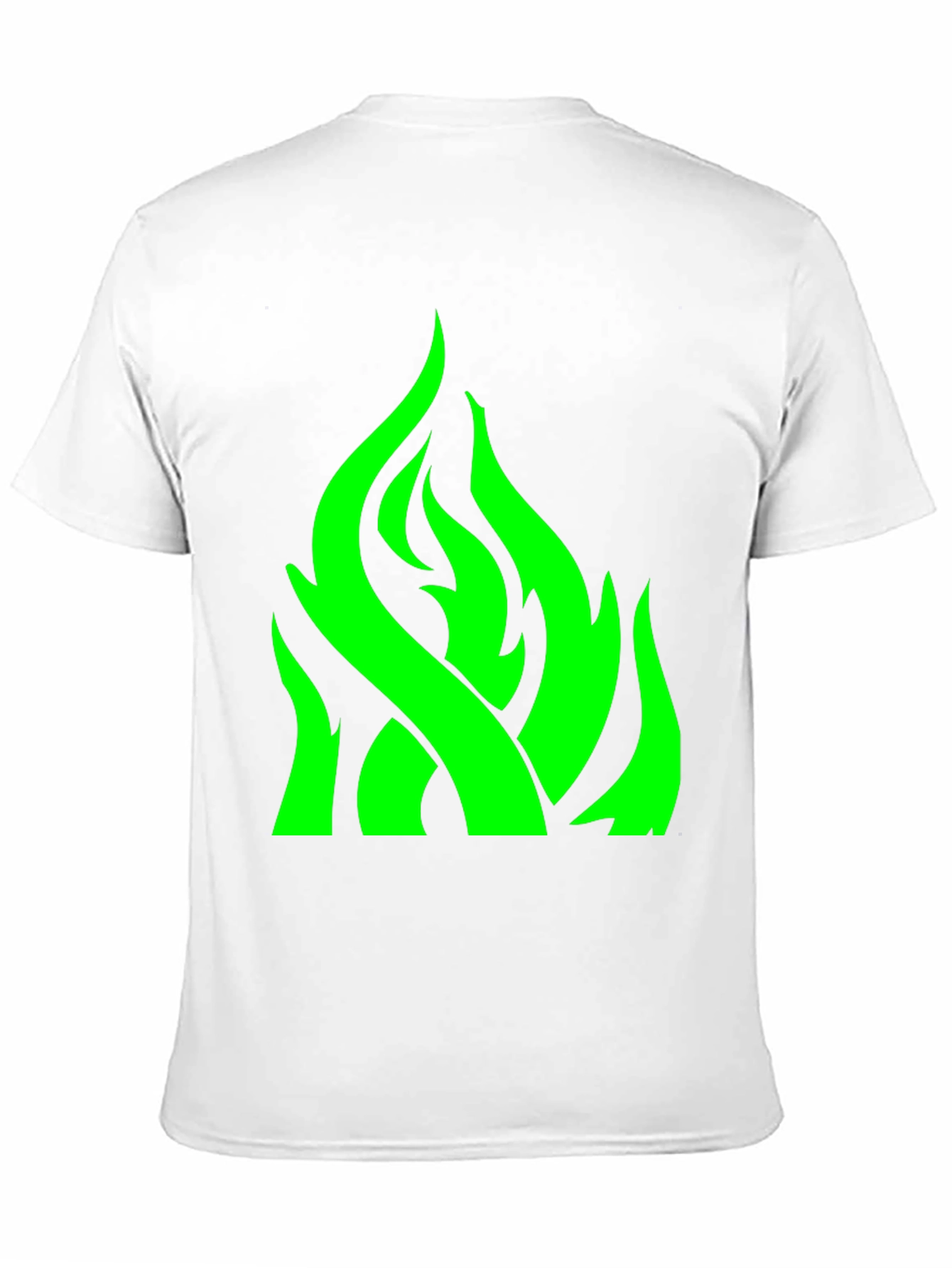 Green Flame Graphic Black T-Shirt