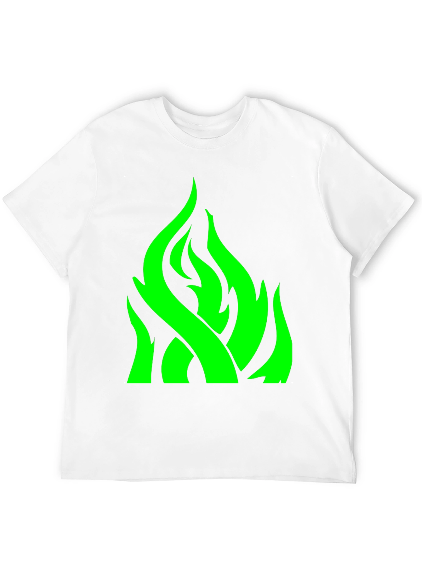 Green Flame Graphic Black T-Shirt