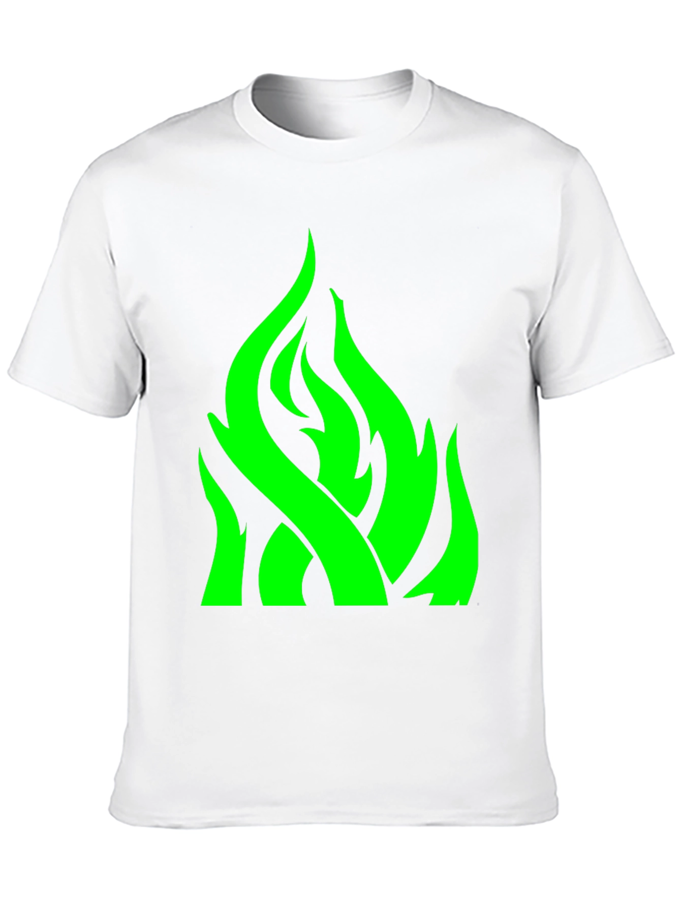 Green Flame Graphic Black T-Shirt