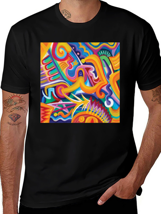 Abstract Art Graphic Tee - Vivid Colors Modern Style