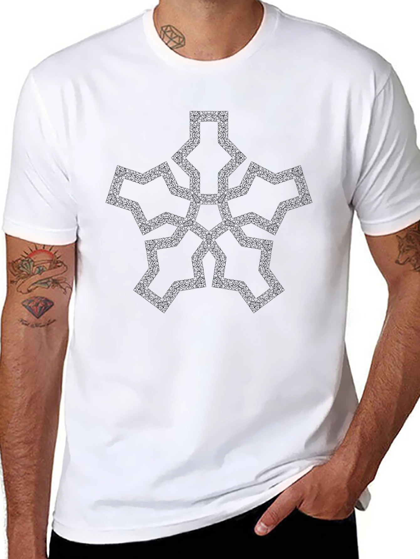 Geometric Celtic Knot Star Graphic Black Tee