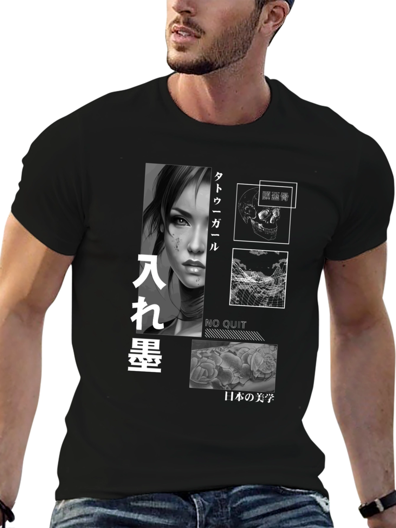 Tattoo Girl Graphic T-Shirt - Japanese Aesthetics