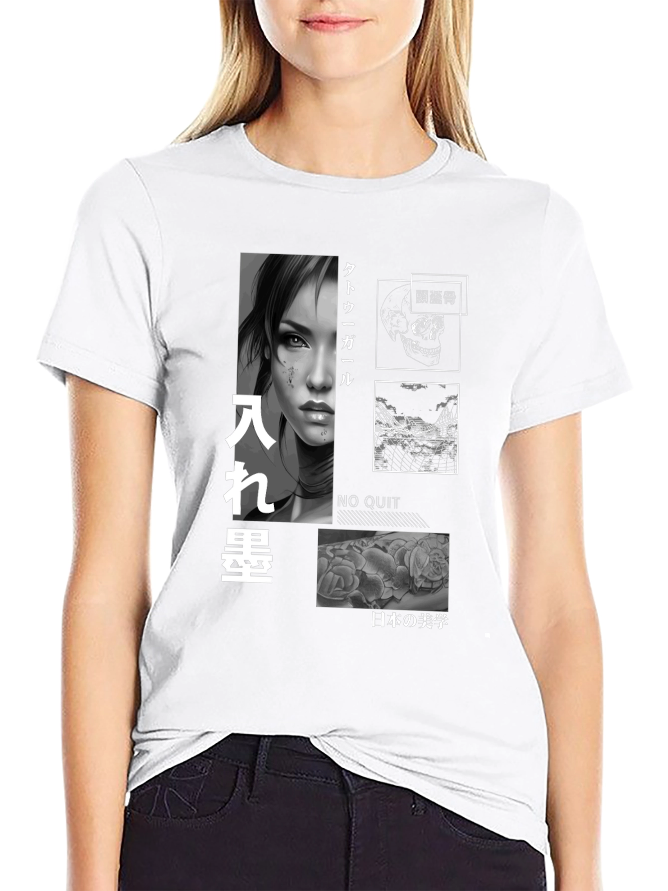 Tattoo Girl Graphic T-Shirt - Japanese Aesthetics