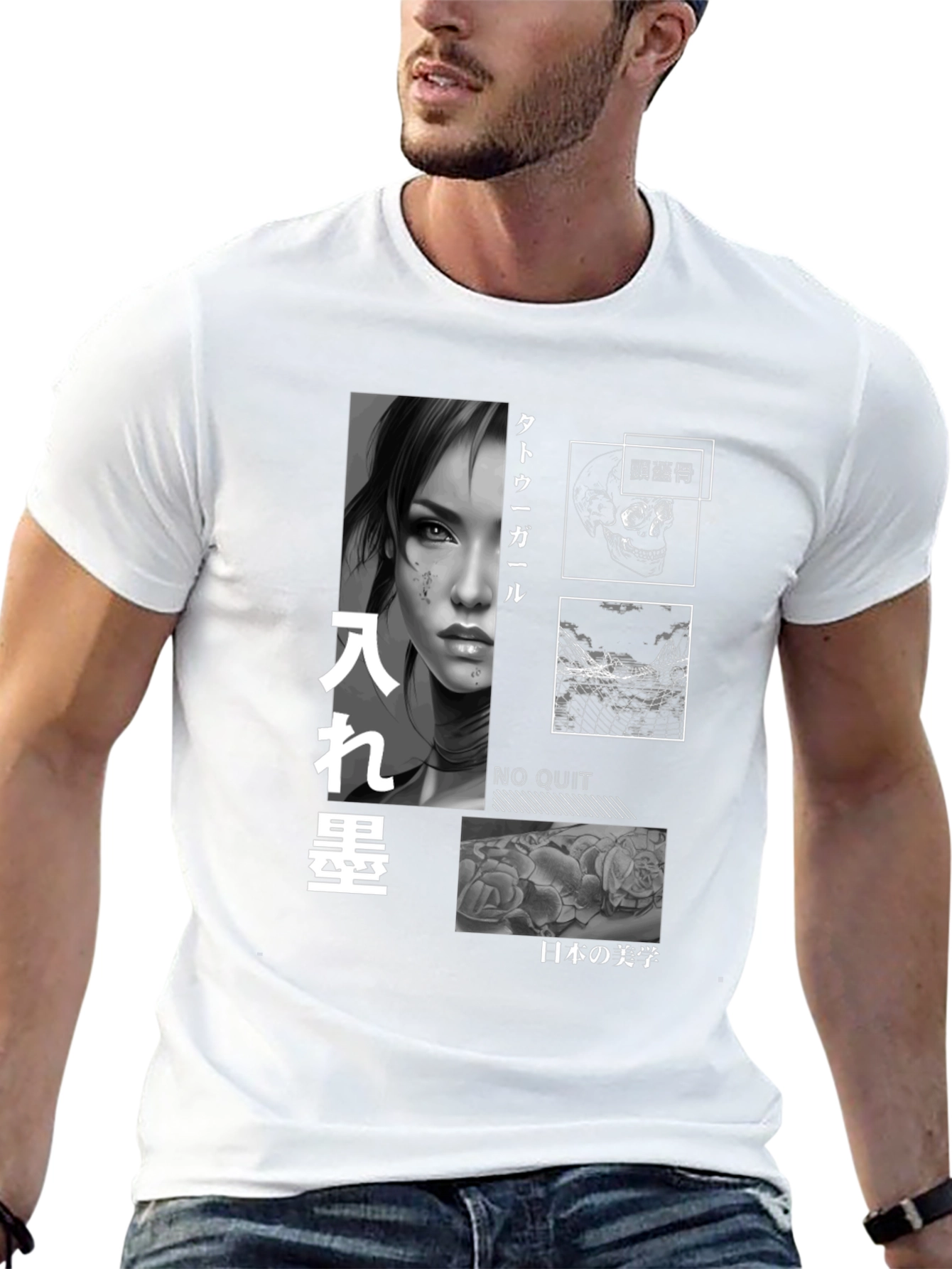Tattoo Girl Graphic T-Shirt - Japanese Aesthetics