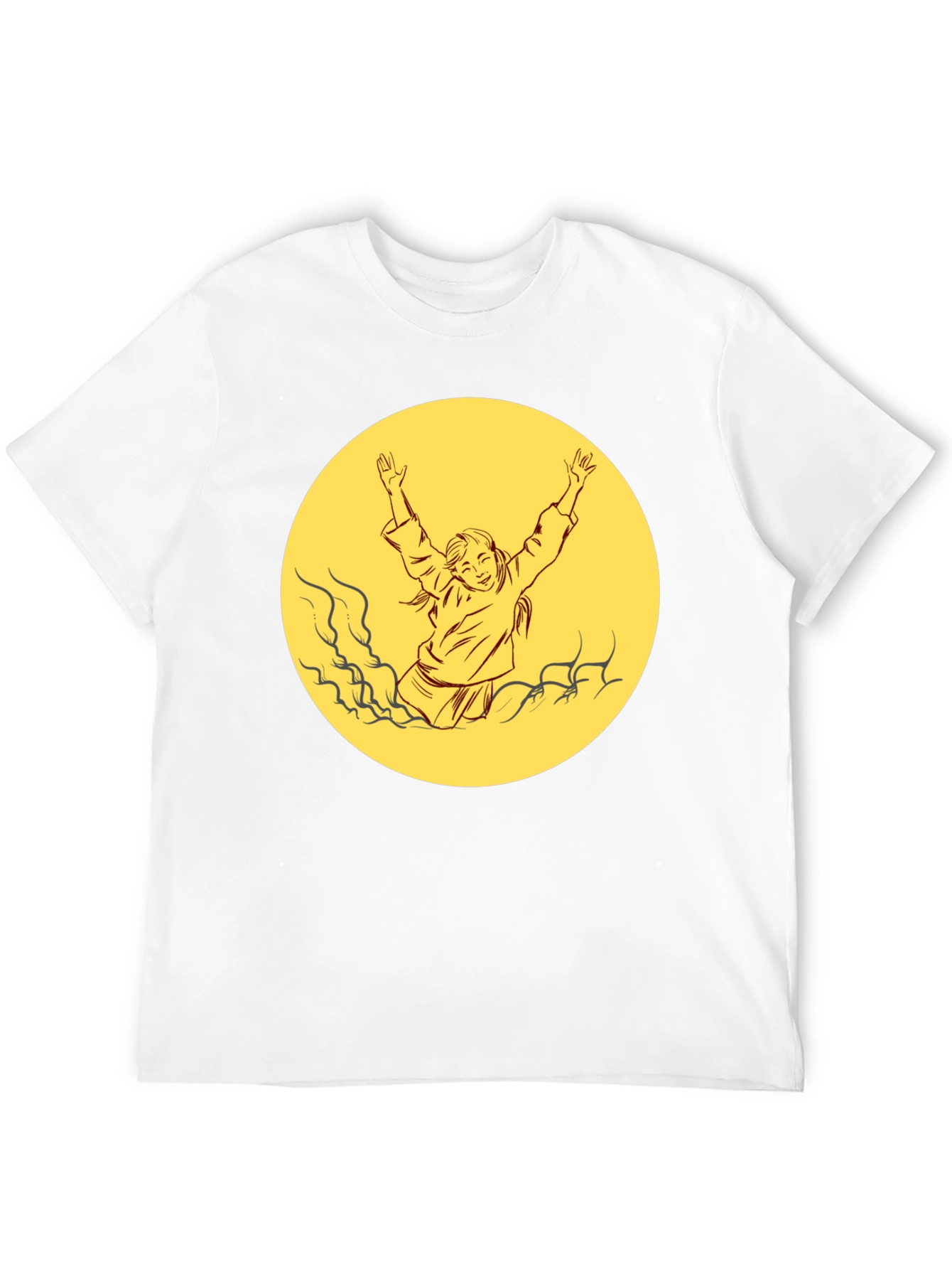 Black T-Shirt with Retro Yellow Graphic