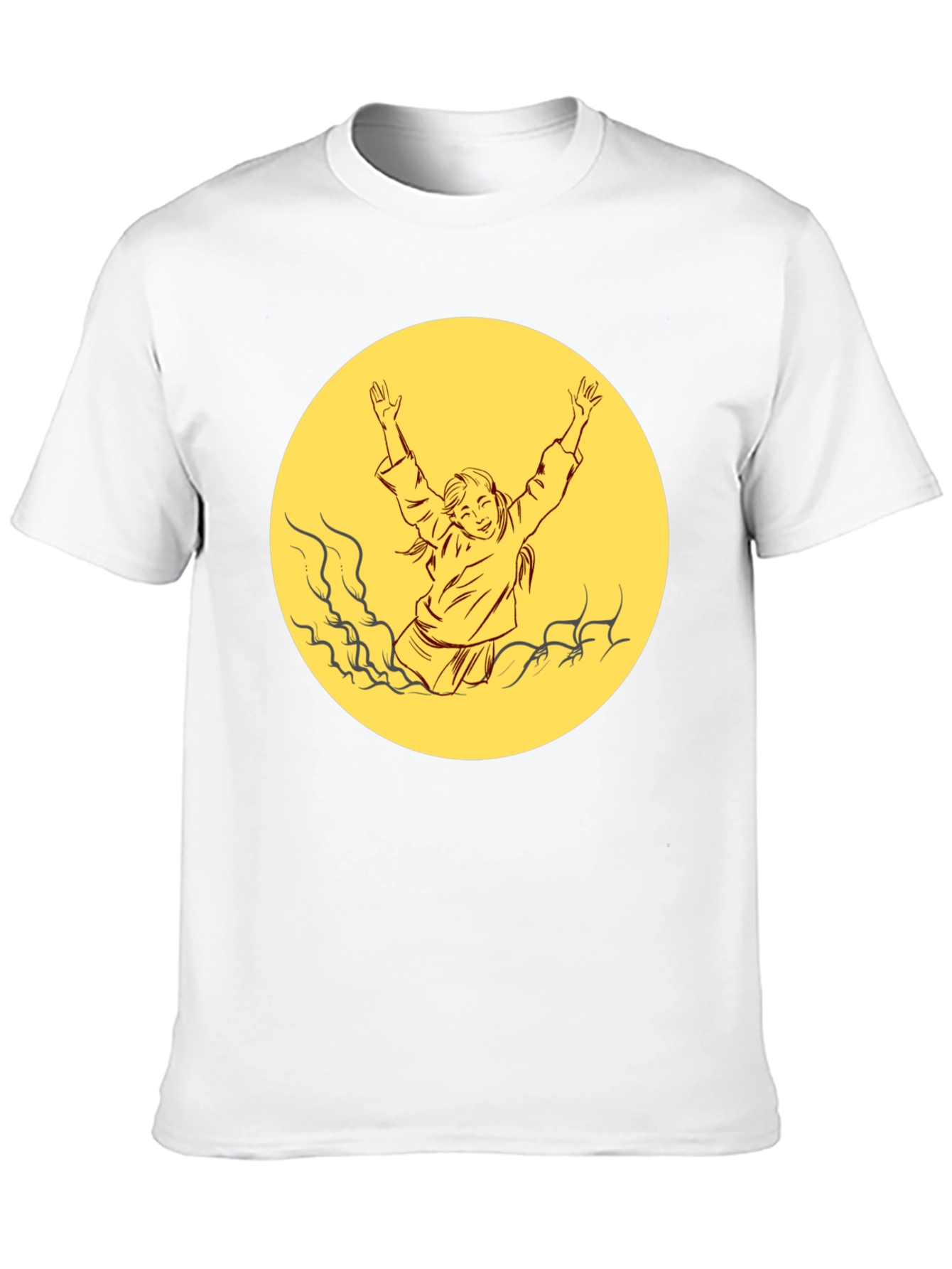 Black T-Shirt with Retro Yellow Graphic