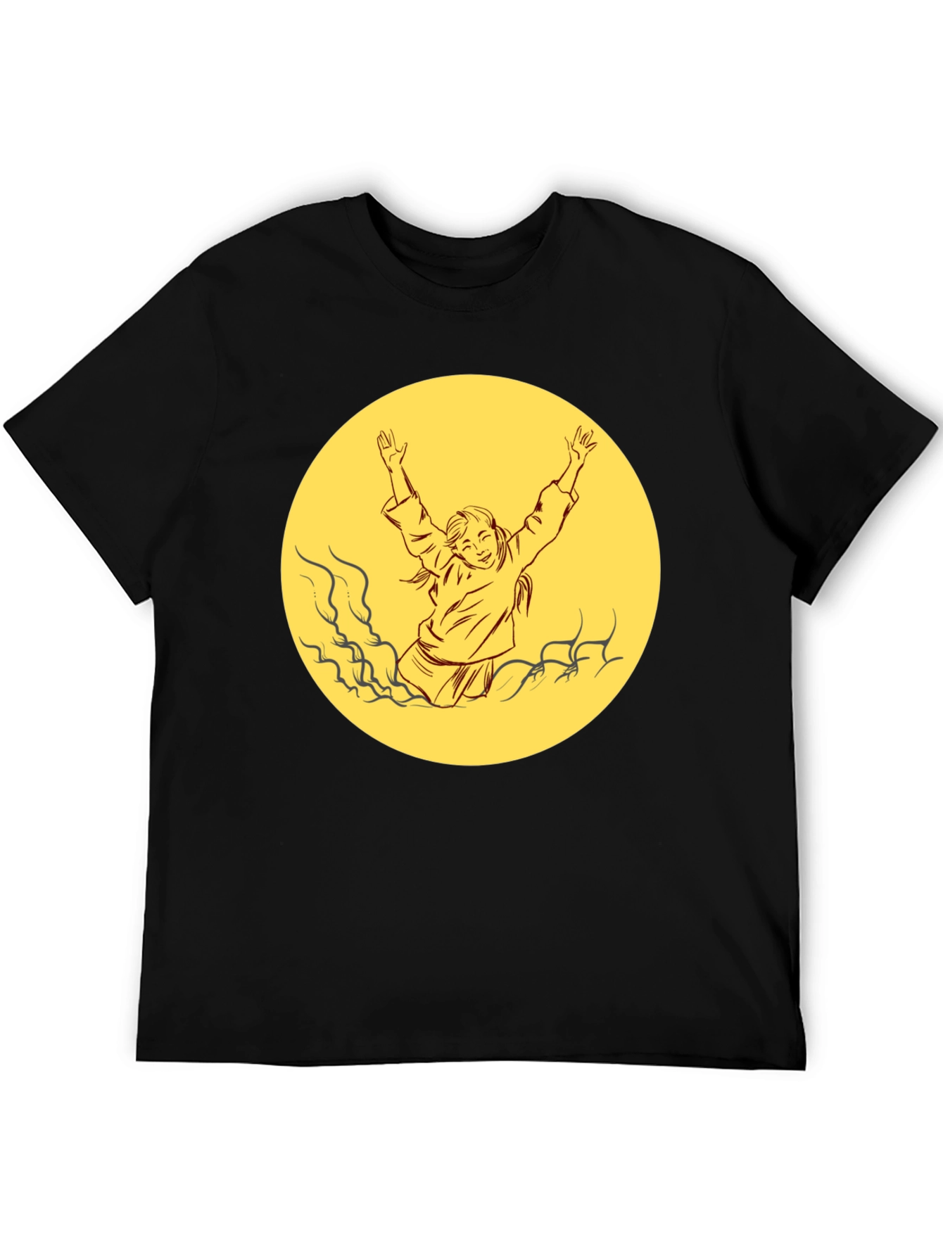 Black T-Shirt with Retro Yellow Graphic