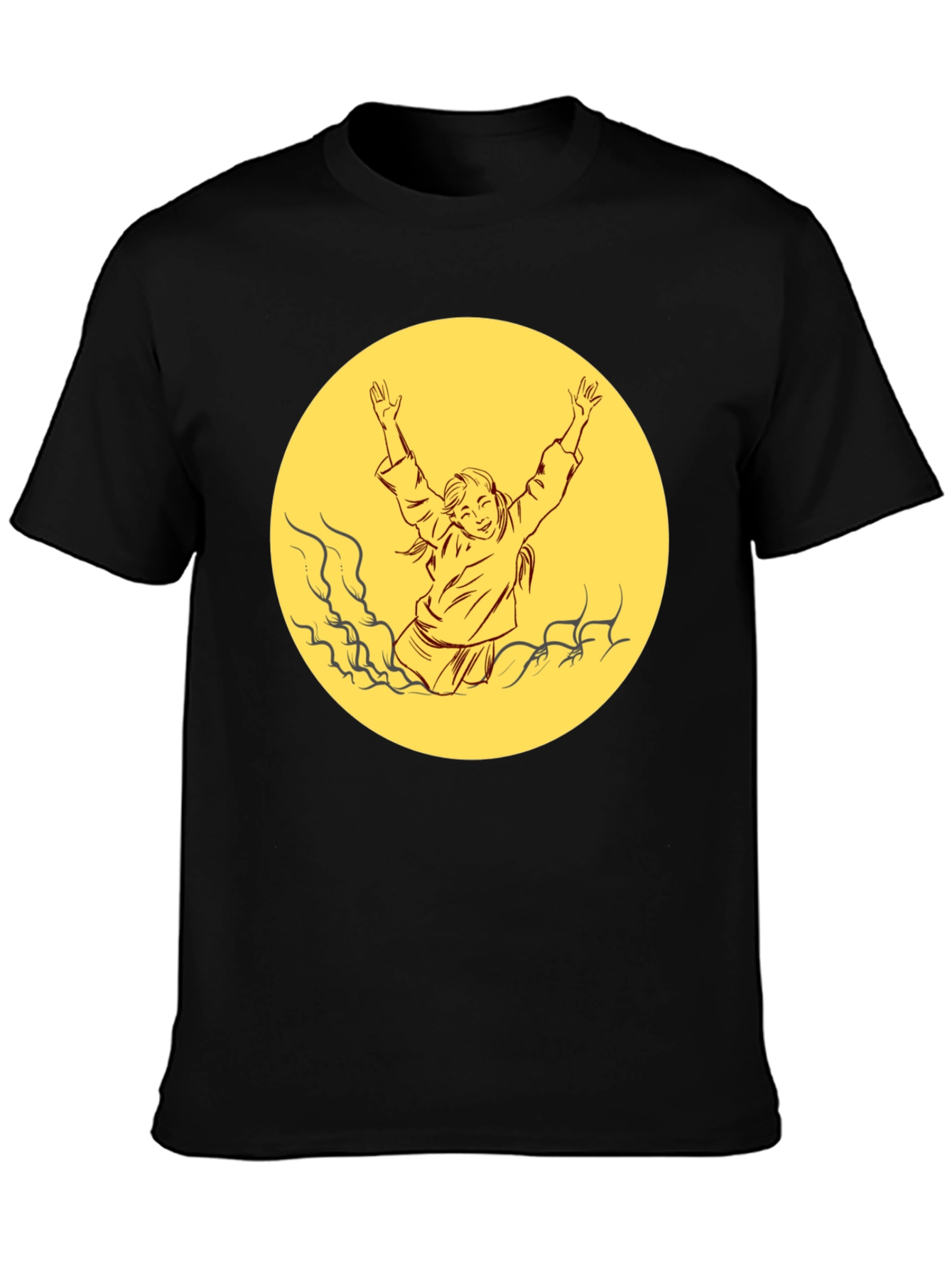 Black T-Shirt with Retro Yellow Graphic