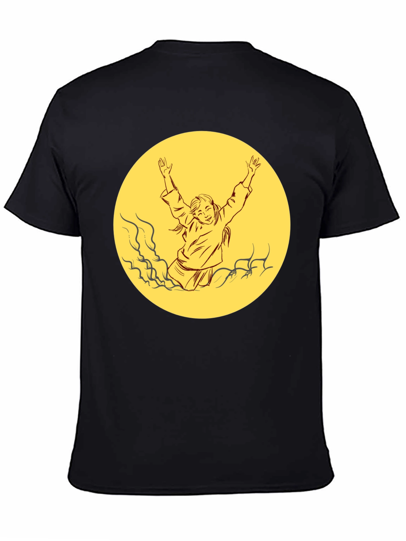Black T-Shirt with Retro Yellow Graphic
