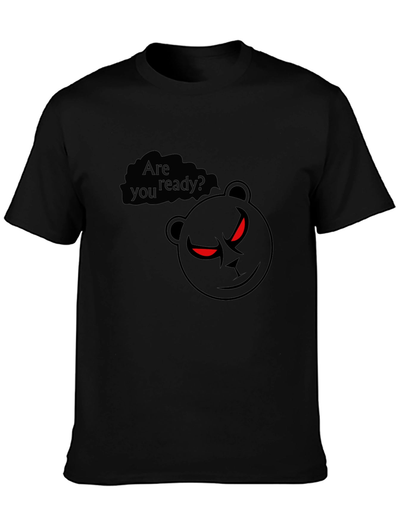 Mens Black T-Shirt - Ready Bear Graphic Tee