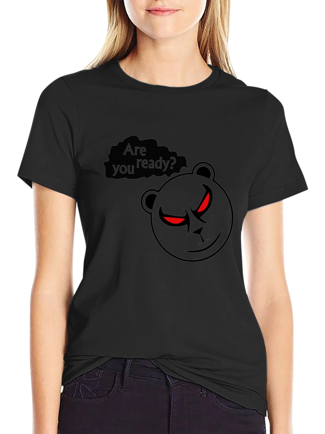 Mens Black T-Shirt - Ready Bear Graphic Tee