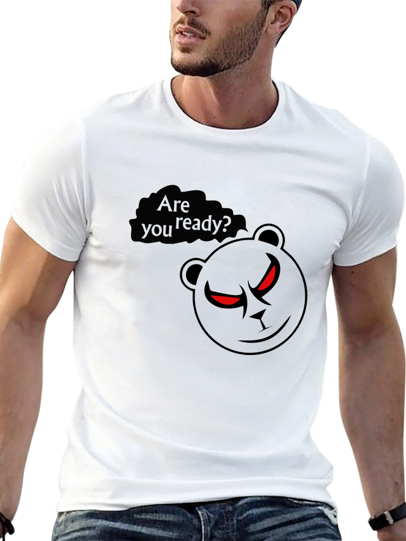 Mens Black T-Shirt - Ready Bear Graphic Tee