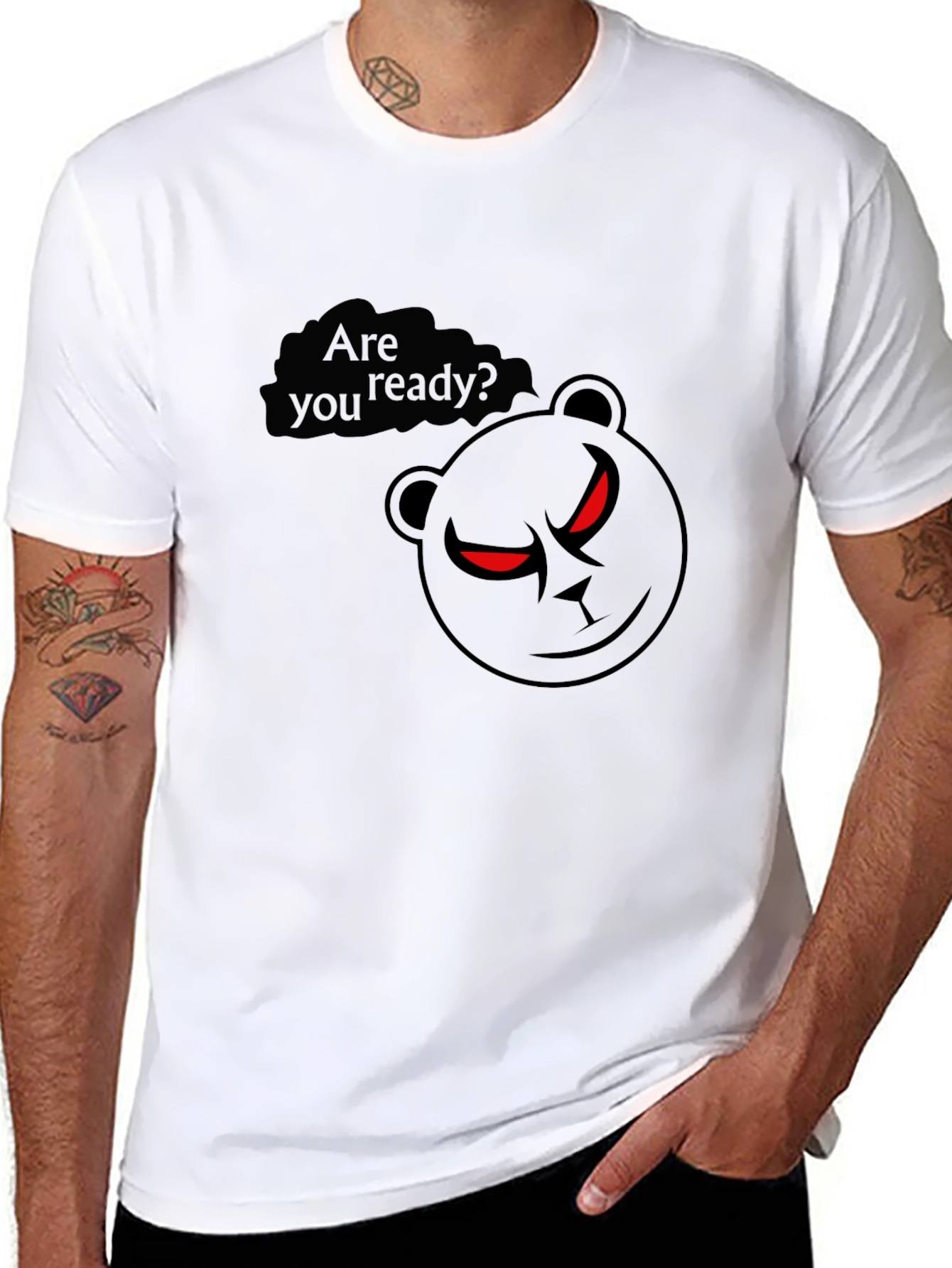 Mens Black T-Shirt - Ready Bear Graphic Tee