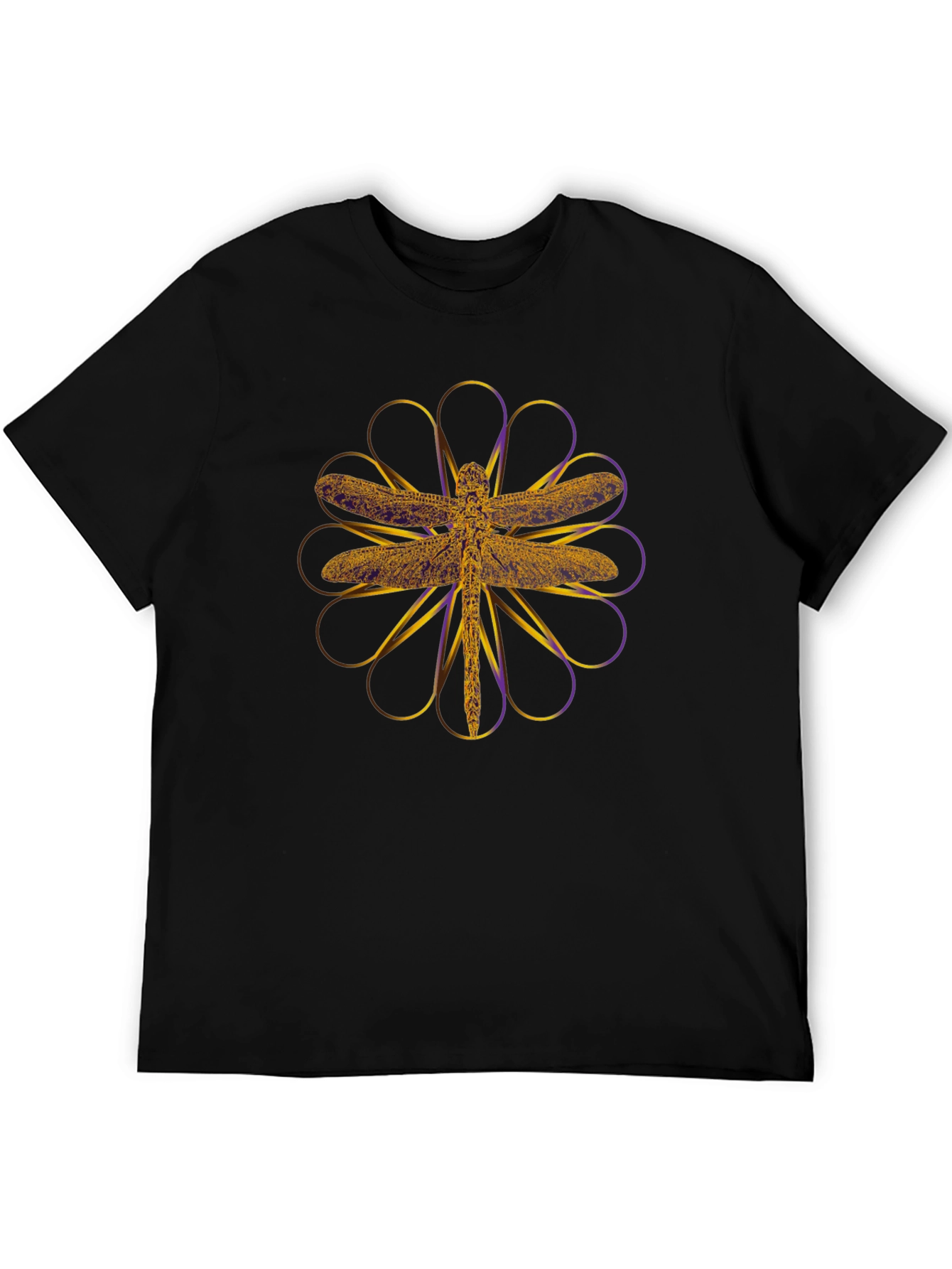 Dragonfly Graphic Print Black T-Shirt