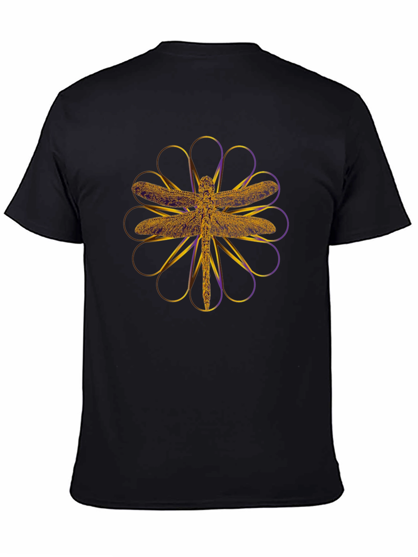 Dragonfly Graphic Print Black T-Shirt