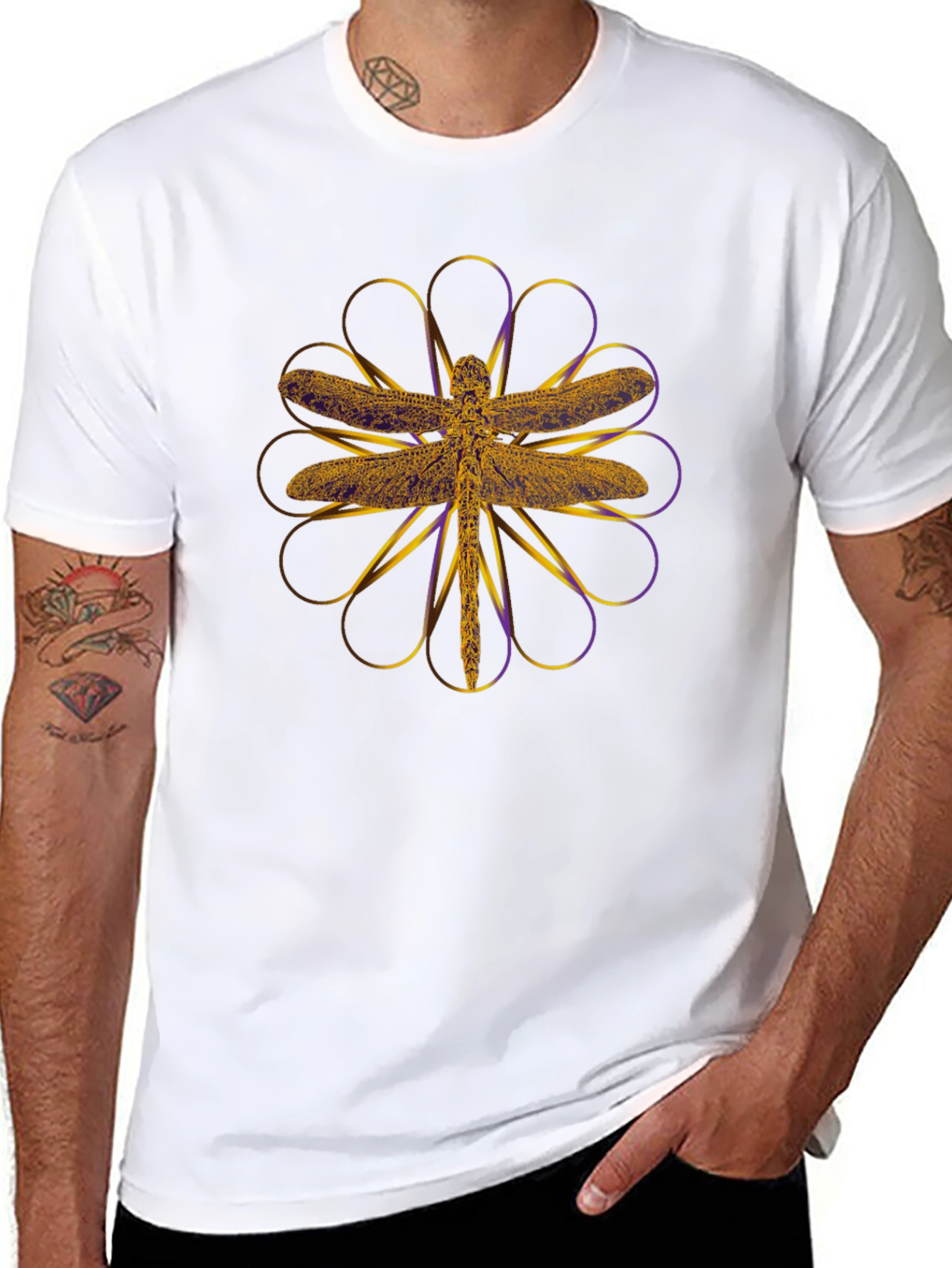 Dragonfly Graphic Print Black T-Shirt