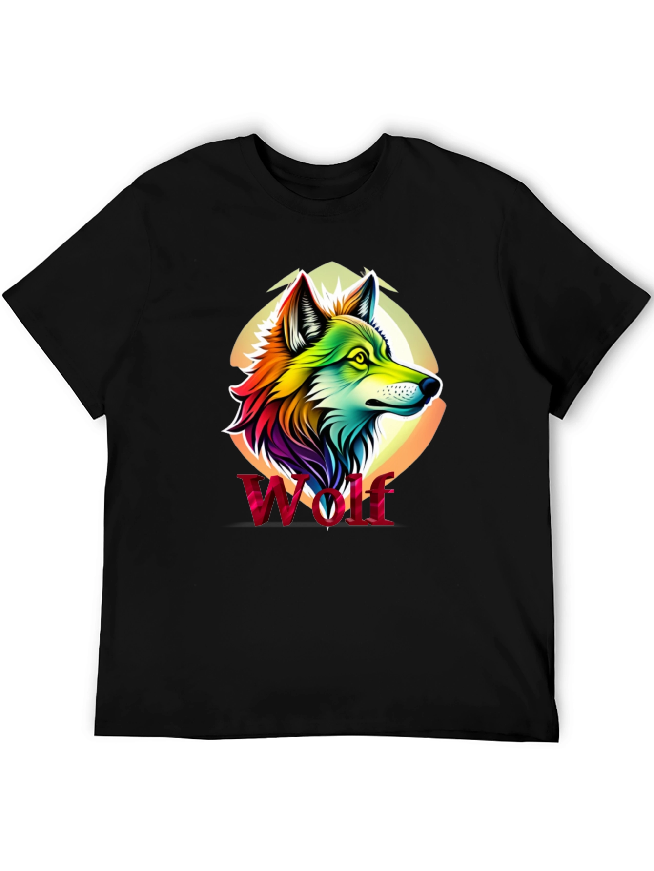 Rainbow Wolf Graphic Black T-Shirt