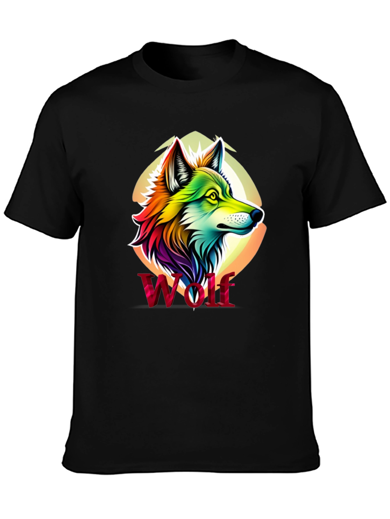 Rainbow Wolf Graphic Black T-Shirt