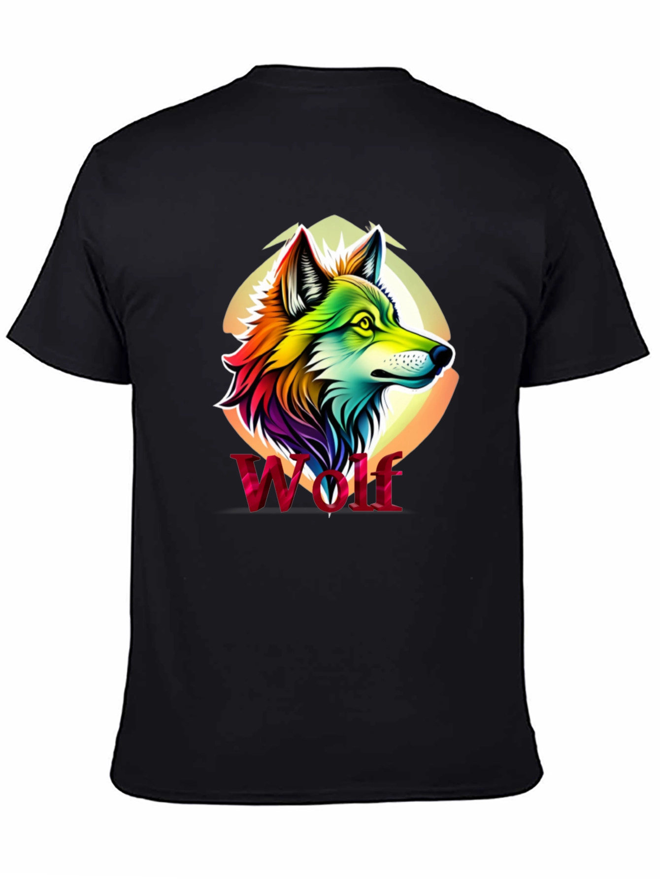 Rainbow Wolf Graphic Black T-Shirt
