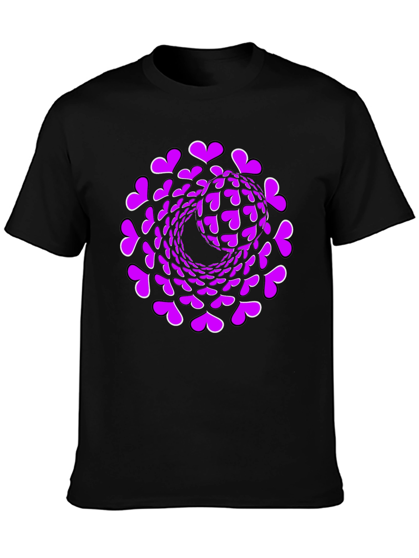 Heart Swirl Graphic Black T-Shirt