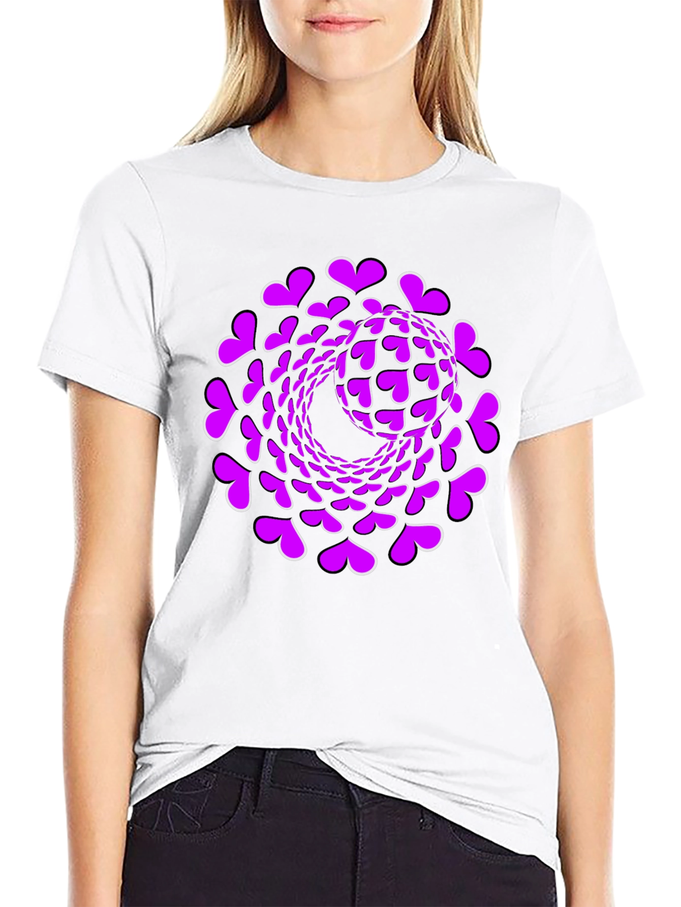 Heart Swirl Graphic Black T-Shirt