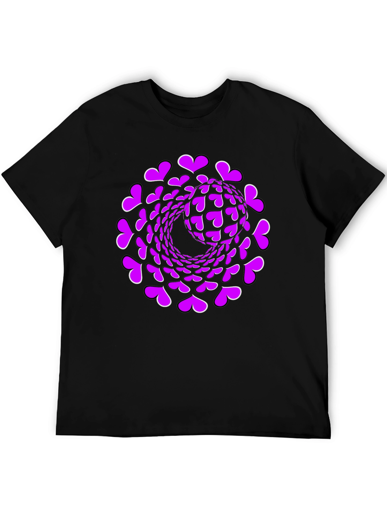 Heart Swirl Graphic Black T-Shirt