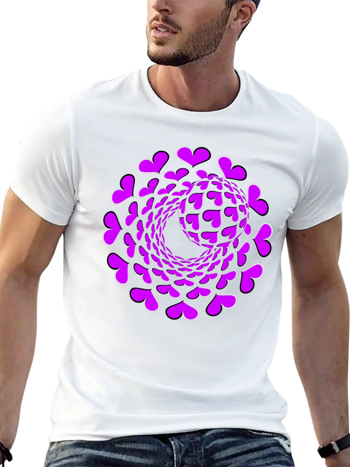 Heart Swirl Graphic Black T-Shirt