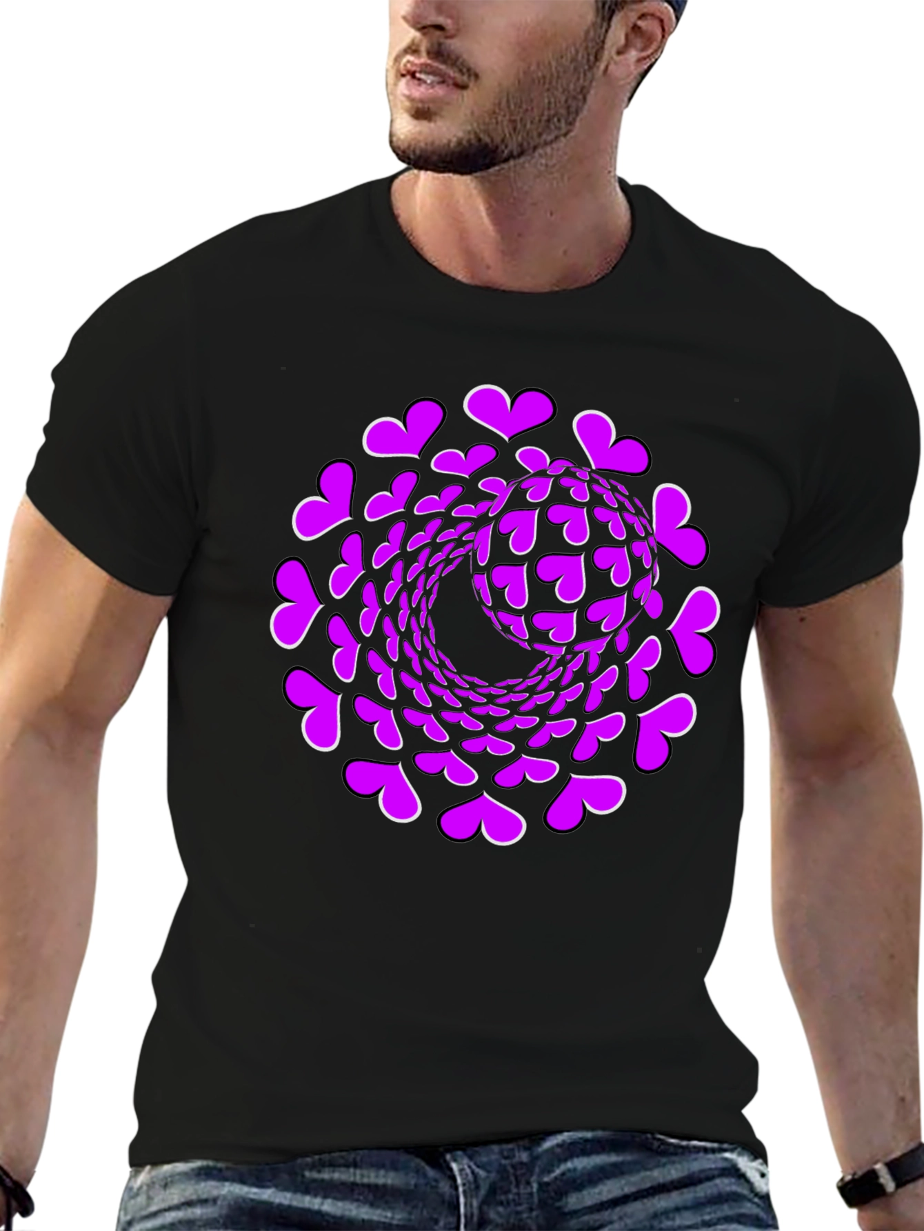 Heart Swirl Graphic Black T-Shirt
