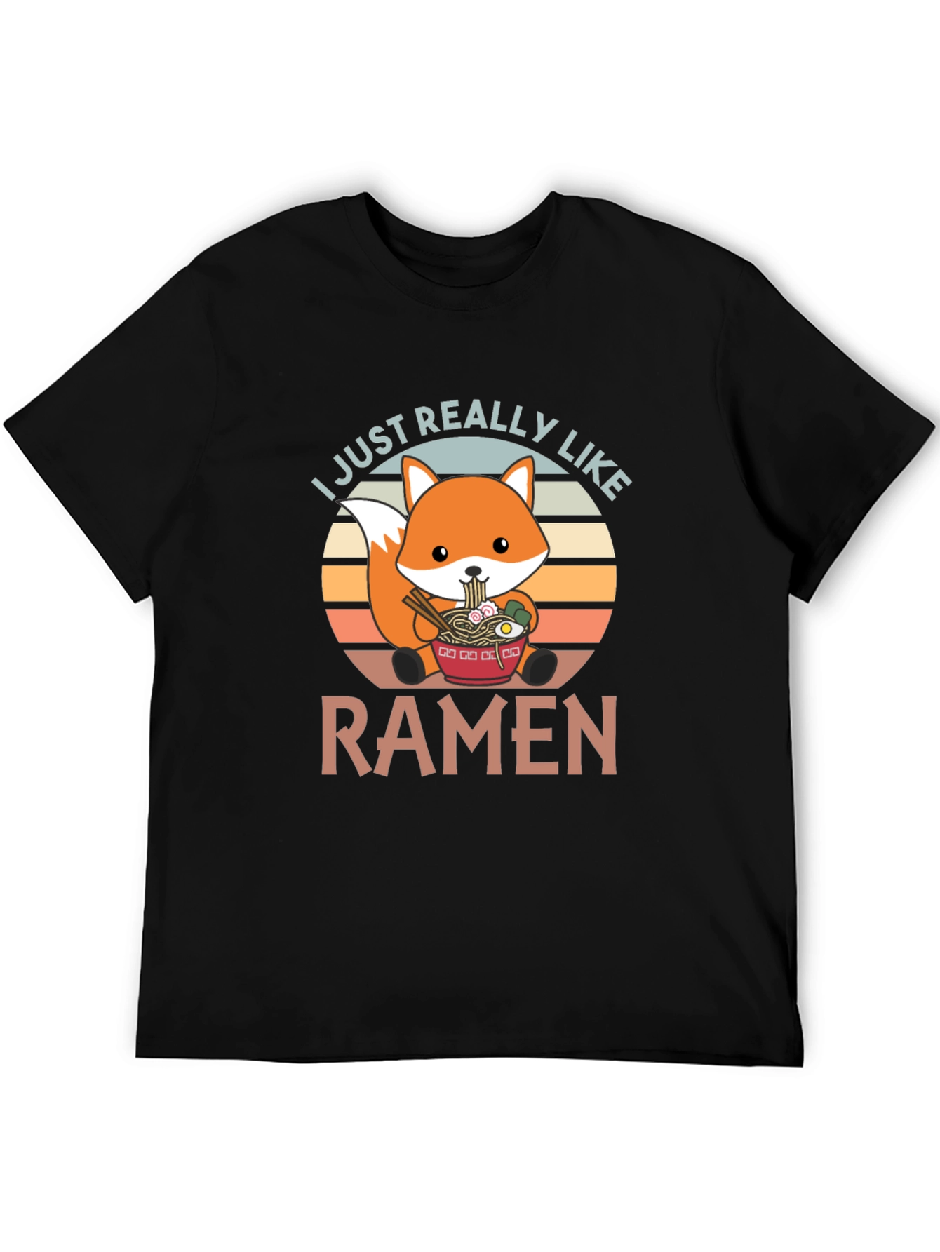 Ramen Loving Fox Graphic T-Shirt - Cute Foodie Tee