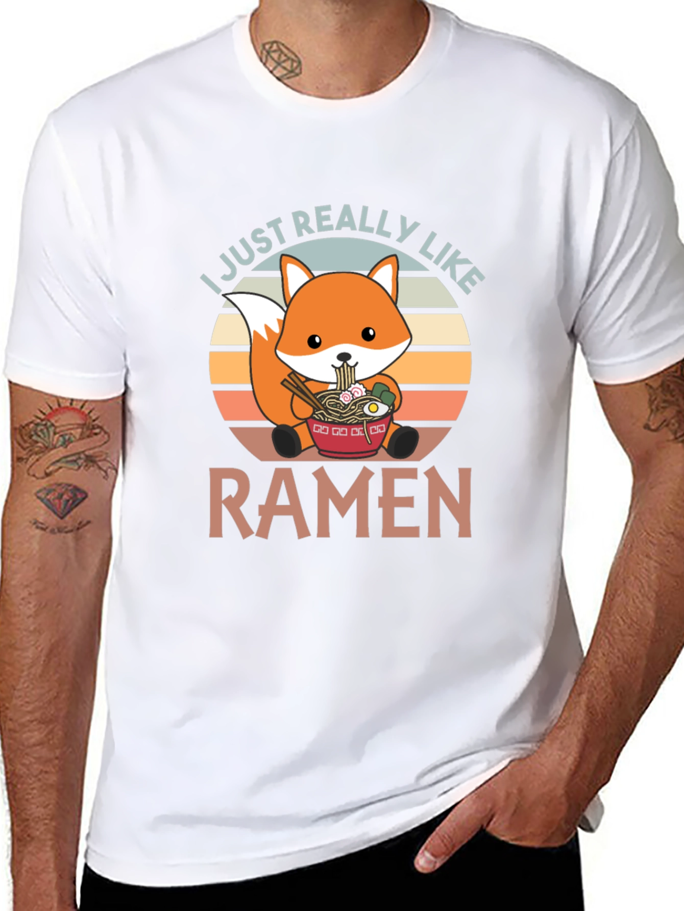Ramen Loving Fox Graphic T-Shirt - Cute Foodie Tee