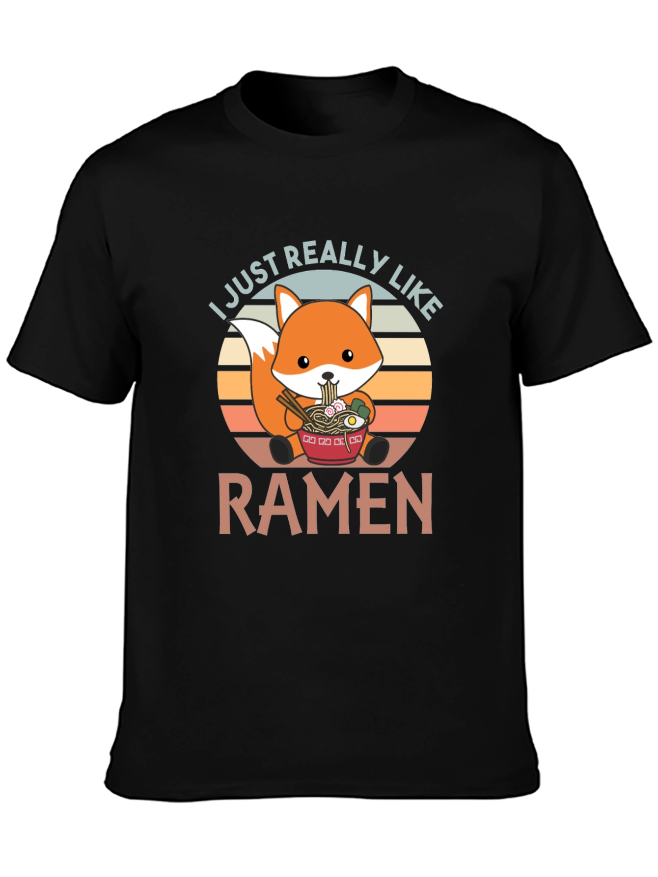 Ramen Loving Fox Graphic T-Shirt - Cute Foodie Tee