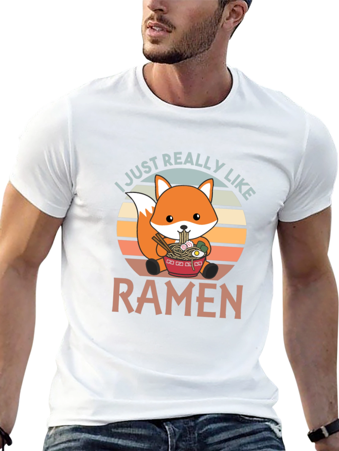 Ramen Loving Fox Graphic T-Shirt - Cute Foodie Tee