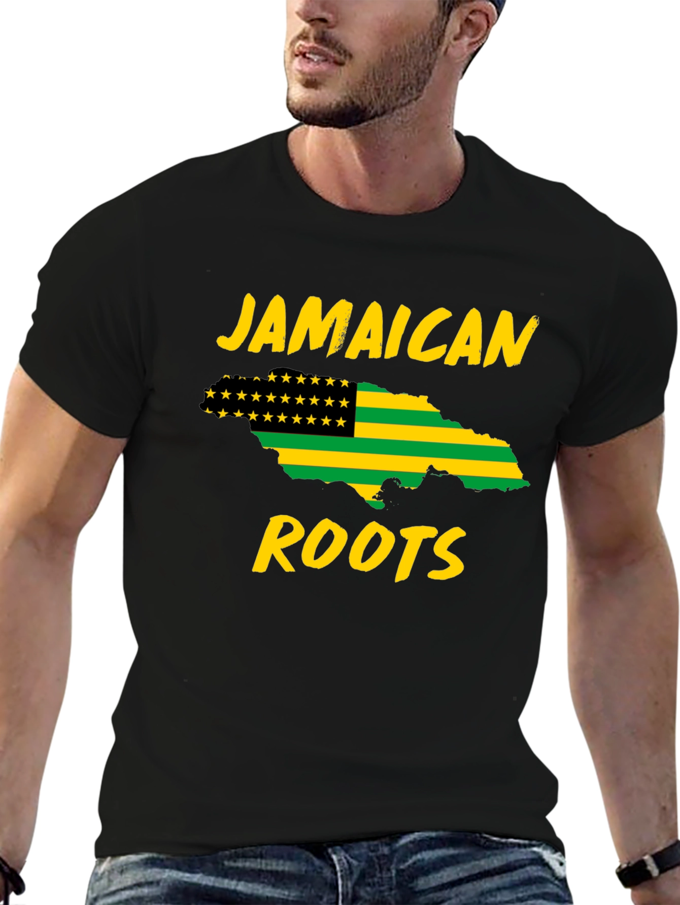Jamaican Roots T-Shirt - Black Graphic Tee
