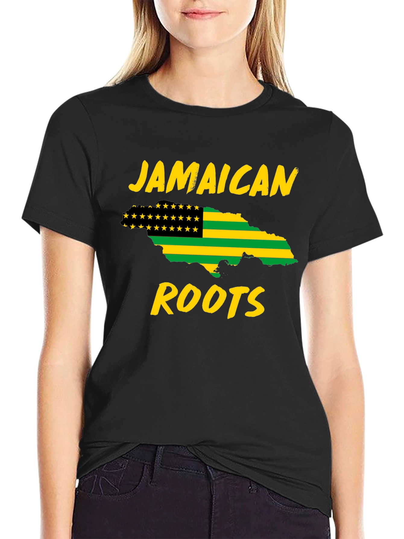 Jamaican Roots T-Shirt - Black Graphic Tee