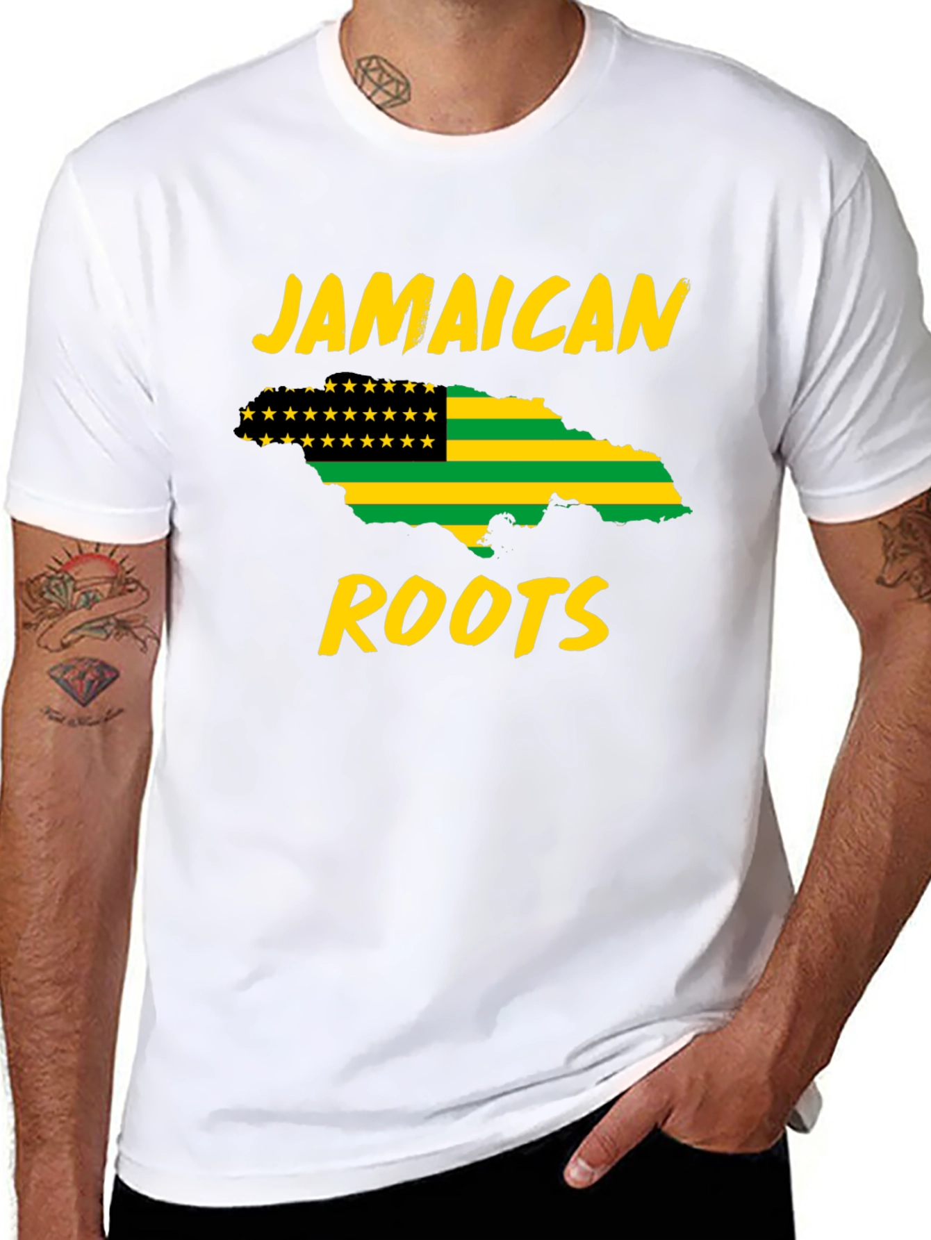 Jamaican Roots T-Shirt - Black Graphic Tee
